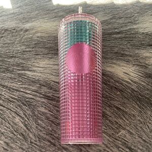 NWT - Starbucks 24oz Pink/Blue Ombre Cross-Checkered Textured Tumbler w/straw
